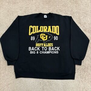 Vintage 1990 Colorado University CU Buffs Champs Crewneck Men's XL Black